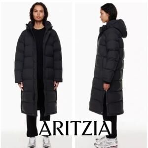 Tna Coat XXS The Super Puff Long Black Hooded Down Quilted Jacket Snow Travel